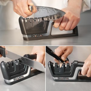 SHARPAL 104N 5-in-1 Professional Knife & Scissors Sharpener, Sharpening Tool for Straight & Serrated Blades, Repairs & Hones Euro/American & Asian Knives, Fast Scissor Sharpening