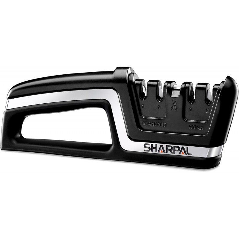 SHARPAL 104N 5-in-1 Professional Knife & Scissors Sharpener, Sharpening Tool for Straight & Serrated Blades, Repairs & Hones Euro/American & Asian Knives, Fast Scissor Sharpening