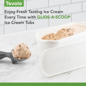 Tovolo Half Gallon Ice Cream Container for Home Made Ice Cream Glide A Scoop Ice Cream Tub for Reusable Frozen Treats, 2.5 Quart BPA Free Insulated Freezer Safe Container with Lid, White