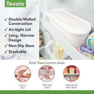 Tovolo Half Gallon Ice Cream Container for Home Made Ice Cream Glide A Scoop Ice Cream Tub for Reusable Frozen Treats, 2.5 Quart BPA Free Insulated Freezer Safe Container with Lid, White