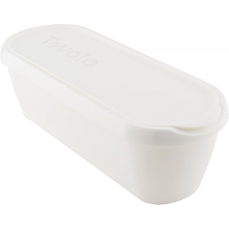 Tovolo Half Gallon Ice Cream Container for Home Made Ice Cream Glide A Scoop Ice Cream Tub for Reusable Frozen Treats, 2.5 Quart BPA Free Insulated Freezer Safe Container with Lid, White