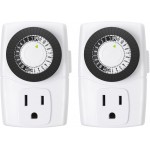 BN-LINK BND-60/U47 Indoor Mini 24-Hour Mechanical Outlet Timer, 3-Prong, 2-Pack