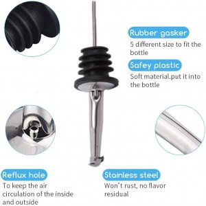 7-Piece Stainless Steel Flip Top Oil Pour Spouts with Funnel - Leakproof Speed Pourer Nozzles for 3/4