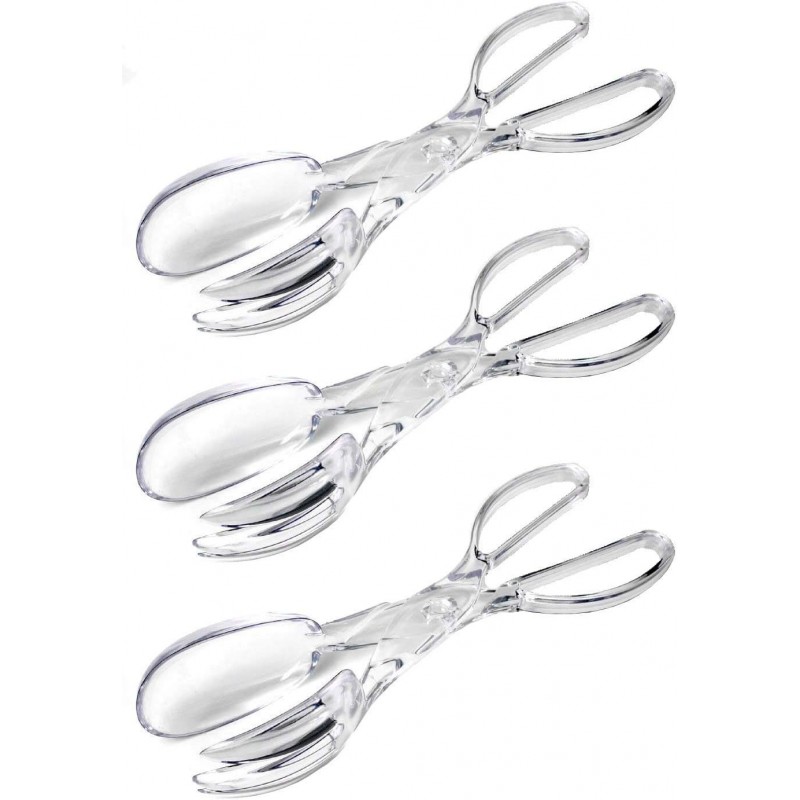 Chef Craft Premium Clear Salad Tongs Heavy Duty Design, 11.25-Inches Long (3-Pack)