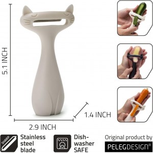Peleg Design CatPeeler Cute Vegetable Peeler, Cat Design Peeler for Potato Carrot Fruit, Kitchen Utensil Décor (White)