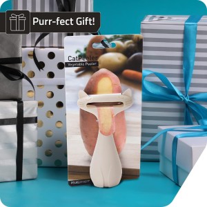 Peleg Design CatPeeler Cute Vegetable Peeler, Cat Design Peeler for Potato Carrot Fruit, Kitchen Utensil Décor (White)