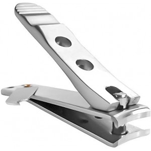 Kohm Curved Blade Edge Nail Clipper with Nail File (Swing Out), SS Wide Jaw Toenail Clippers for Thick Nails, Large Nail Clippers for Men, Seniors, Women