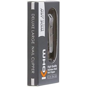 Kohm Curved Blade Edge Nail Clipper with Nail File (Swing Out), SS Wide Jaw Toenail Clippers for Thick Nails, Large Nail Clippers for Men, Seniors, Women