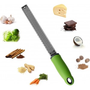 Sunkuka Pro Citrus Lemon Zester & Cheese Grater Stainless Steel - Ginger,Garlic,Potato Nutmeg,Chocolate Peeler with Cover and Cleaning Brush