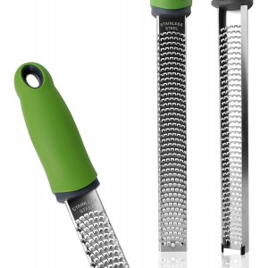 Sunkuka Pro Citrus Lemon Zester & Cheese Grater Stainless Steel - Ginger,Garlic,Potato Nutmeg,Chocolate Peeler with Cover and Cleaning Brush