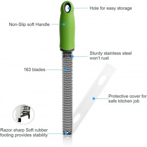 Sunkuka Pro Citrus Lemon Zester & Cheese Grater Stainless Steel - Ginger,Garlic,Potato Nutmeg,Chocolate Peeler with Cover and Cleaning Brush