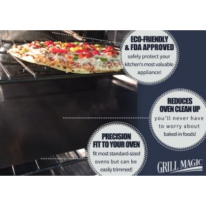 3 Pack Non-Stick Heavy Duty Oven Liners Set for Bottom of Electric Oven by Grill Magic - Thick, Heat Resistant Fiberglass Mat - Easy to Clean, Reduce Spills, Stuck Foods & Clean Up - BPA Free