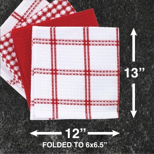 T-Fal Premium Waffle Dish Cloths: Highly Absorbent, Super Soft Long Lasting - 100% Cotton, 12