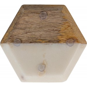 Creative Co-op Marble & Mango Wood Hexagon Coasters (Set of 4 Pieces)
