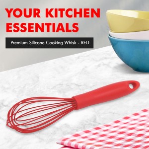 Chef Craft Premium Silicone Wire Cooking Whisk, 10.5 Inch, Red