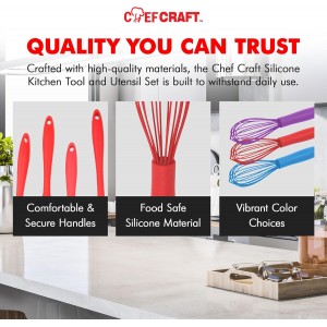 Chef Craft Premium Silicone Wire Cooking Whisk, 10.5 Inch, Red
