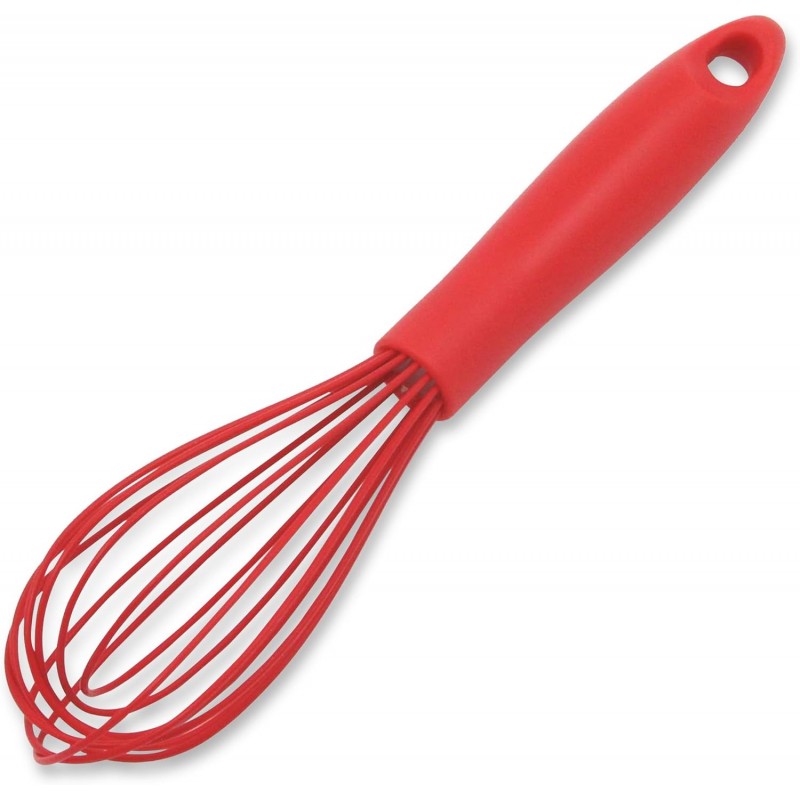 Chef Craft Premium Silicone Wire Cooking Whisk, 10.5 Inch, Red
