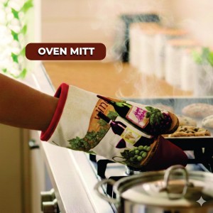 Lobyn Value Packs - Wine Lover’s Kitchen Grape & Wine Bottle Motif, 5 Piece Kitchen Towel Set with 2 Decorative Dish Towels (25 X15), 1 Oven Mitt (11 X 7) and 2 Potholders (6.5 X 6.5)