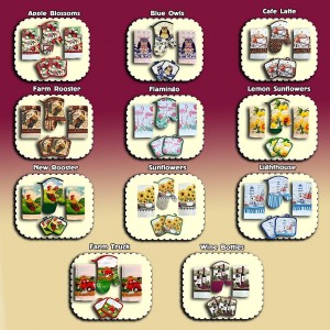 Lobyn Value Packs - Wine Lover’s Kitchen Grape & Wine Bottle Motif, 5 Piece Kitchen Towel Set with 2 Decorative Dish Towels (25 X15), 1 Oven Mitt (11 X 7) and 2 Potholders (6.5 X 6.5)