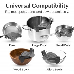 Kitchen Gizmo Snap N' Strain - Silicone Pasta Strainer Clip-On for Pots and Pans - Heat Resistant Colander for Vegetables and Noodles - Kitchen Gadgets for Cooking - Space-Saving Design - Gray