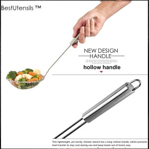 Best Utensils Asian Kitchen Stainless Steel Spider Strainer Professional Wire Skimmer with Spiral Mesh (7-Inch Strainer Basket)