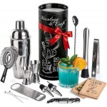 Mixology & Craft 16-Piece Stainless Steel Cocktail Shaker Set, 24 oz Cobbler Martini Shaker, Mixology Bartender Kit with Strainer, Travel Cocktail Kit in Gift-Ready Tube, Bartending Bar Kit Tools
