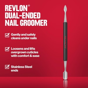 Revlon Expert Dual-Ended Nail Groomer, Stainless Steel Manicure Tool, Clean Under Fingernails and Lift Cuticles, 1 Count