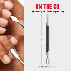 Revlon Expert Dual-Ended Nail Groomer, Stainless Steel Manicure Tool, Clean Under Fingernails and Lift Cuticles, 1 Count