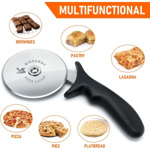 MSY BIGSUNNY Pro Pizza Cutter, Stainless Steel Pizza Cutter Wheel, with Super Sharp Pizza Slicer Dia 4-inch(10cm), Dishwasher Safe