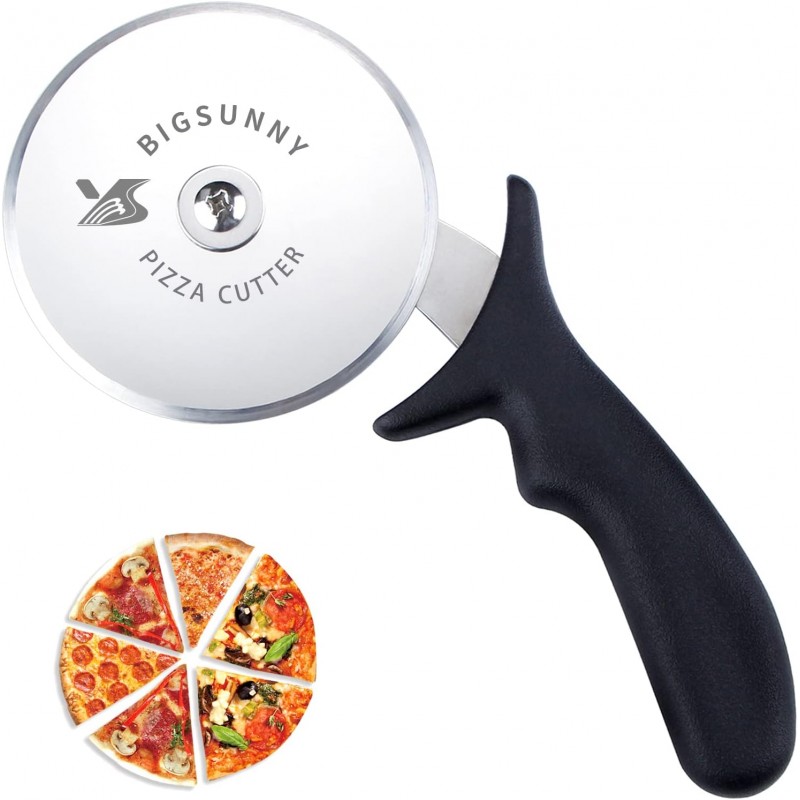 MSY BIGSUNNY Pro Pizza Cutter, Stainless Steel Pizza Cutter Wheel, with Super Sharp Pizza Slicer Dia 4-inch(10cm), Dishwasher Safe