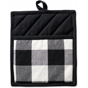 DII Buffalo Check Kitchen Collection, Classic Farmhouse Kitchen Set, Potholder, Black & White, 2 Piece