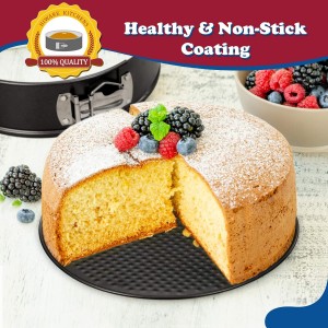 HIWARE 9 Inch Non-stick Cheesecake Pan Springform Pan with Removable Bottom/Leakproof - Black