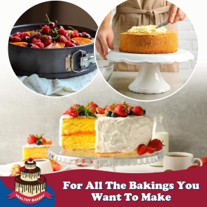 HIWARE 9 Inch Non-stick Cheesecake Pan Springform Pan with Removable Bottom/Leakproof - Black