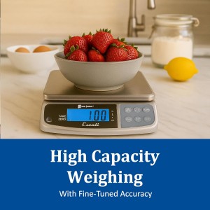San Jamar Escali Promzr M-Series Digital Scale with Display Hold for Kitchens and Restaurants, Metal, 33 Pound, Silver