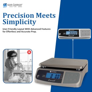 San Jamar Escali Promzr M-Series Digital Scale with Display Hold for Kitchens and Restaurants, Metal, 33 Pound, Silver