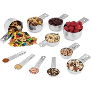 Hudson Essentials Stainless Steel Measuring Cups and Spoons Set - Stackable Set with Spout (11 Piece Set)