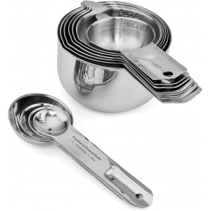 Hudson Essentials Stainless Steel Measuring Cups and Spoons Set - Stackable Set with Spout (11 Piece Set)