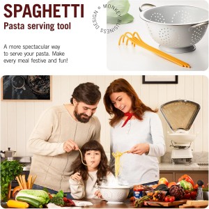 Fun Spaghetti-Shaped Plastic Spaghetti Spoon/Pasta Fork from a Series of Pasta-Inspired Kitchen Gadgets | Cool Pasta Spoon to Claw and Serve Pasta | Original Kitchen Accessories | by Monkey Business