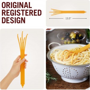 Fun Spaghetti-Shaped Plastic Spaghetti Spoon/Pasta Fork from a Series of Pasta-Inspired Kitchen Gadgets | Cool Pasta Spoon to Claw and Serve Pasta | Original Kitchen Accessories | by Monkey Business