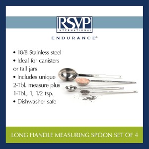 RSVP International Measuring Spoons, Long, Stainless Steel
