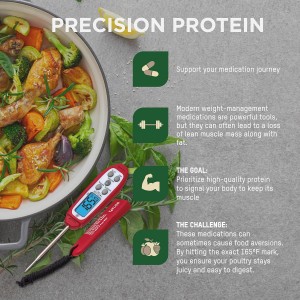 Taylor Digital Instant Read Meat Thermometer for GLP-1 High Protein Meal Prep – Waterproof Kitchen Probe for Chicken, Steak, Lean Cuts, Grill, BBQ – Fast Temperature Check, Blue Backlight Display, Red