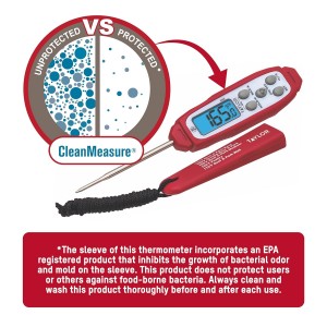 Taylor Digital Instant Read Meat Thermometer for GLP-1 High Protein Meal Prep – Waterproof Kitchen Probe for Chicken, Steak, Lean Cuts, Grill, BBQ – Fast Temperature Check, Blue Backlight Display, Red