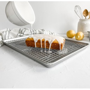 USA Pan Bakeware Half Sheet Baking Pan and Bakeable Nonstick and Cooling Rack Set, Metal