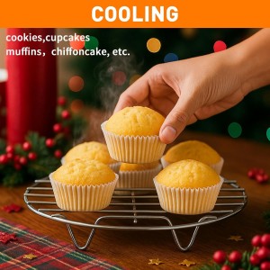 TamBee 8 Inch Cooking Rack Round 304 Stainless Steel Cooling Racks Baking and Cooling Steaming Rack w Stand Cookware for Air Fryer Pressure Cooker Canning 2Pcs