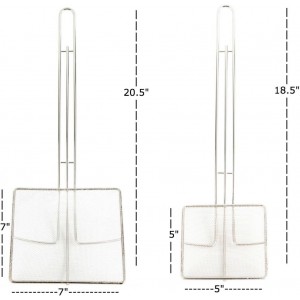 Fine Mesh Deep Fryer Oil Skimmer/Strainer – Professional Set of Two - One 7” And One 5” Square Cooking Skimmers