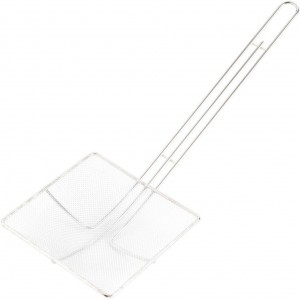 Fine Mesh Deep Fryer Oil Skimmer/Strainer – Professional Set of Two - One 7” And One 5” Square Cooking Skimmers