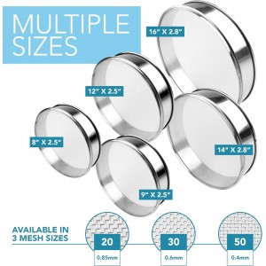 Stainless Steel Flour Sifter Fine Mesh Round Flour Sieve for Baking 8