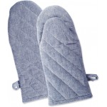 DII 100% Cotton Solid Chambray Kitchen Set, Oven Mitts, Blue, 2 Piece