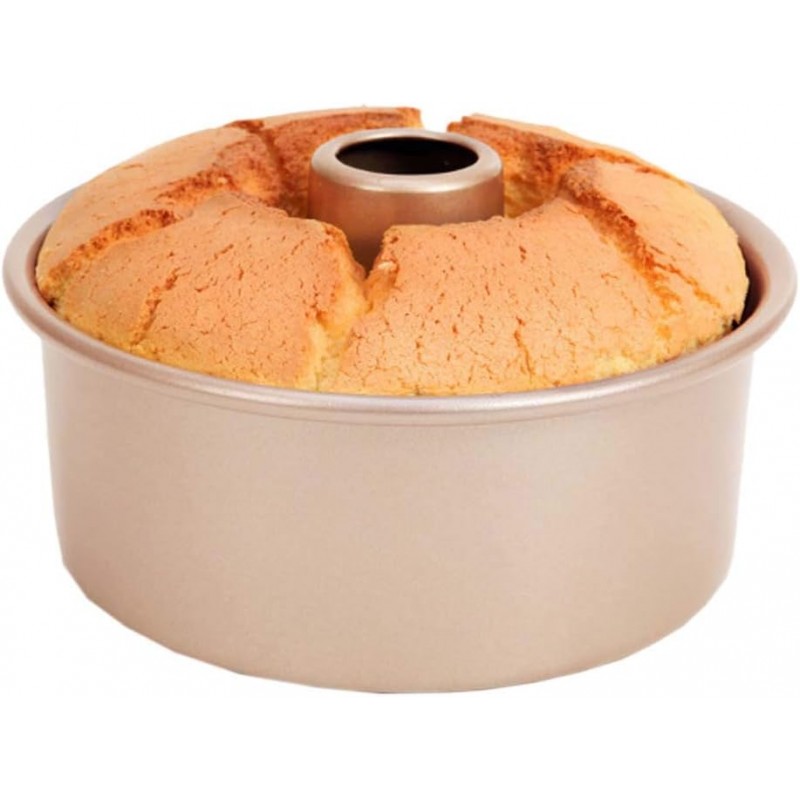 CANDeal 8 inch Angel Food Cake Pan,Fluted Cake Pan,Carbon Steel Non-stick Round Cake Pan, Removable Base