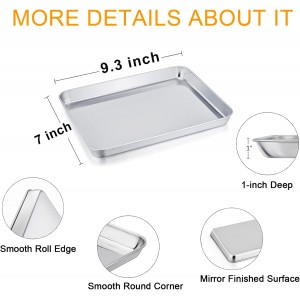 TeamFar Toaster Oven Tray and Rack Set, 9.3’’ x 7’’ x 1’’, Stainless Steel Toaster Oven Pan Broiler Pan, Non Toxic & Healthy, Easy Clean & Dishwasher Safe